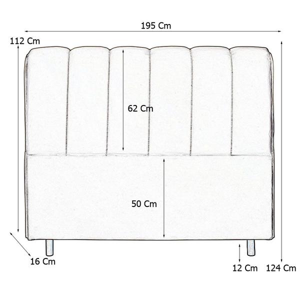 Imagem de Cabeceira Cama Box King Berlim 195 Cm Suede Cinza Escuro