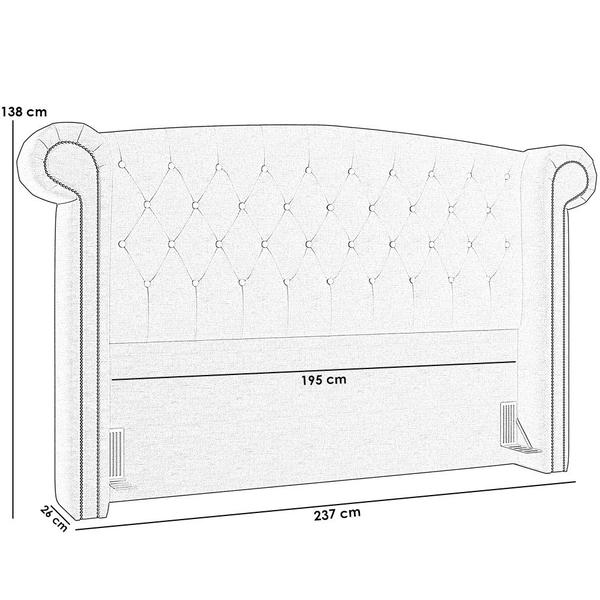 Imagem de Cabeceira Cama Box King com Tachas 195 cm Sofia P05 Linho Cru - Lyam Decor