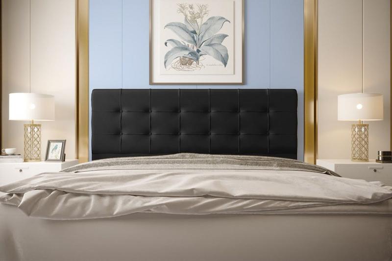 Imagem de Cabeceira Cama Box King Estofada Grécia 195 Cm Suede Preto