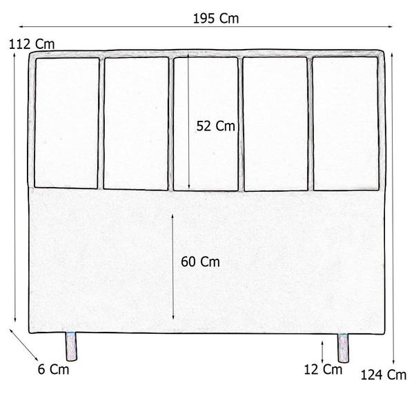 Imagem de Cabeceira Cama Box King Napoli 195 Cm Suede Cinza e Bege Claro - MV Estofados Shop