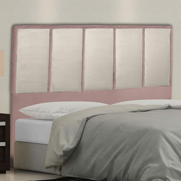 Imagem de Cabeceira Cama Box King Napoli 195 Cm Suede Rose e Bege Claro