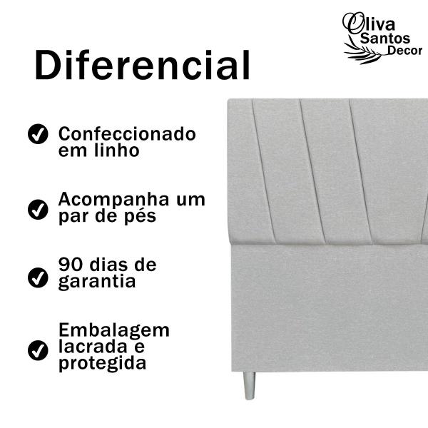 Imagem de Cabeceira Cama Box King Size Casal Estofada 195cm Luxo Linho Quarto