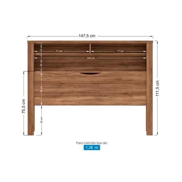 Imagem de Cabeceira Cama Box Madeirado Casal Invicta Branco - Santos Andirá