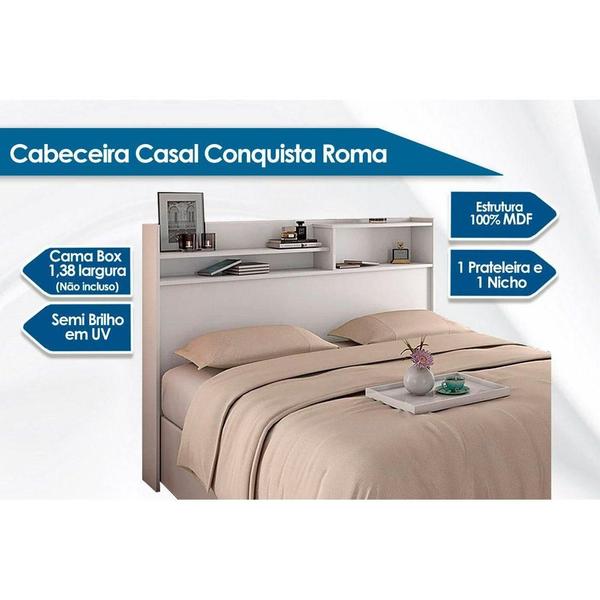 Imagem de Cabeceira Cama Box Madeirado Casal Roma Branco - Conquista