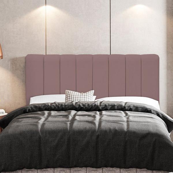 Imagem de Cabeceira Cama Box Painel Casal 140 cm Dubai W01 Suede Rosê - Lyam Decor