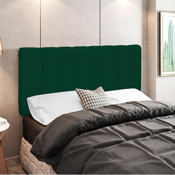 Imagem de Cabeceira Cama Box Painel Casal 140 cm Dubai W01 Suede Verde Musgo - Lyam Decor