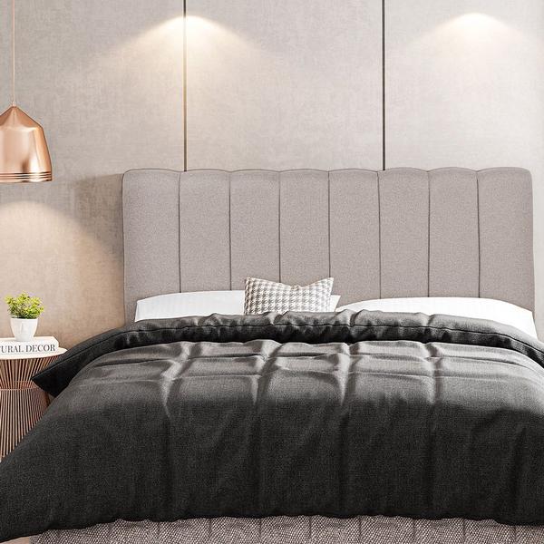 Imagem de Cabeceira Cama Box Painel Casal Queen 160 cm Dubai W01 Linho Bege - Lyam Decor