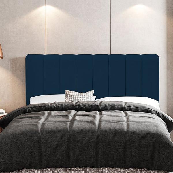 Imagem de Cabeceira Cama Box Painel Casal Queen 160 cm Dubai W01 Suede Azul Marinho - Lyam Decor