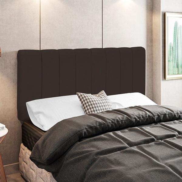 Imagem de Cabeceira Cama Box Painel Casal Queen 160 cm Dubai W01 Suede Marrom - Lyam Decor