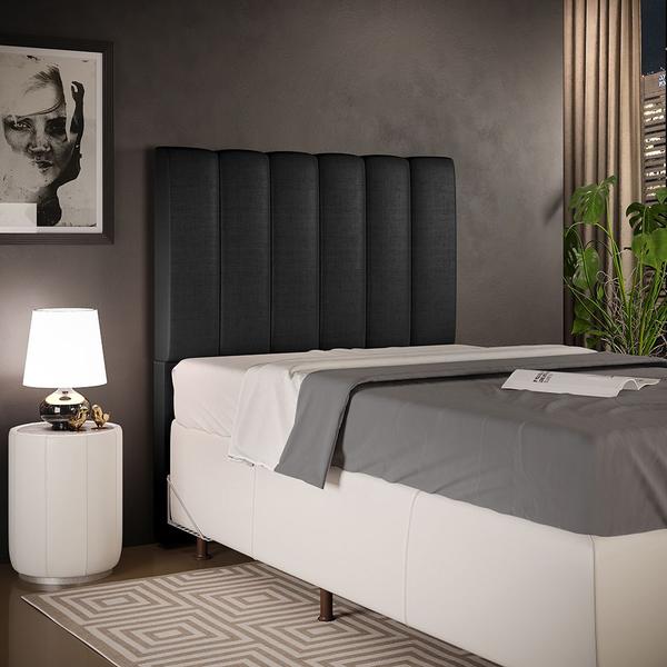 Imagem de Cabeceira Cama Box Painel Solteiro 100 Cm Dália W01 Facto Preto Metalizado - Lyam Decor