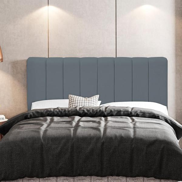 Imagem de Cabeceira Cama Box Painel Solteiro 100 cm Dubai W01 Suede Cinza - Lyam Decor