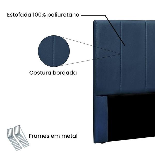 Imagem de Cabeceira Cama Box Queen 160 Cm Arizona Veludo S04 - D'rossi Cor Azul Marinho