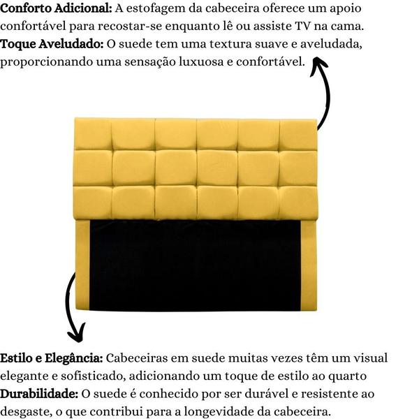 Imagem de Cabeceira Cama Box Queen 160 cm Bianca Suede Amarelo