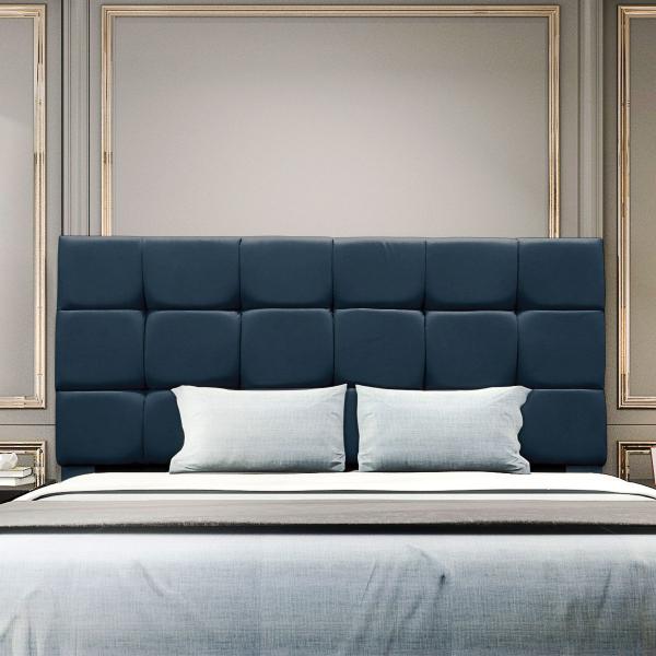 Imagem de Cabeceira Cama Box Queen 160 cm Bianca Suede Azul Marinho