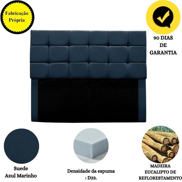 Imagem de Cabeceira Cama Box Queen 160 cm Bianca Suede Azul Marinho