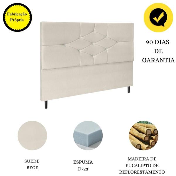 Imagem de Cabeceira  Cama Box Queen 160 cm Camboriú Suede Bege E Frame