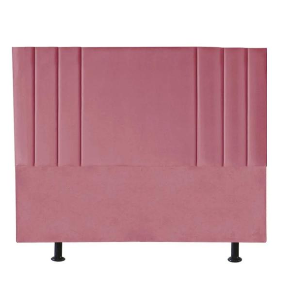 Imagem de Cabeceira Cama box Queen 160 Cm Emi Suede Rose - Móveis Mafer