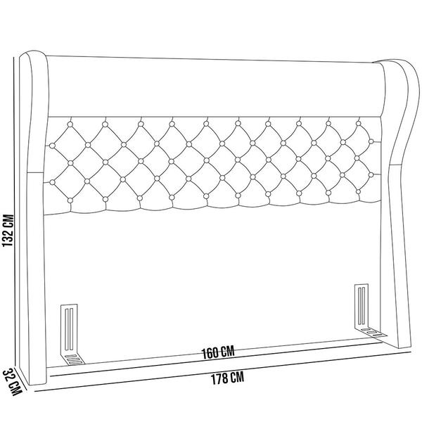 Imagem de Cabeceira Cama Box Queen 160 cm P05 Madrid material sintético Camel - Lyam Decor