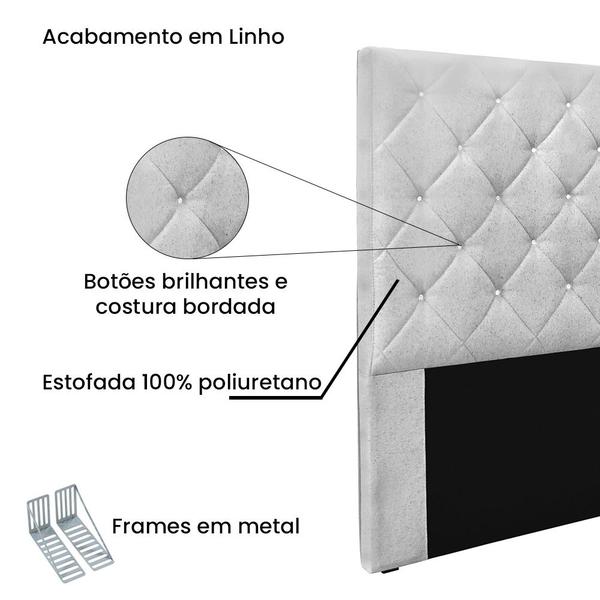 Imagem de Cabeceira Cama Box Queen 160 cm Tania Linho Grigio S04 - D'Rossi