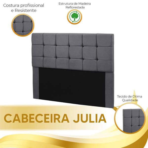 Imagem de Cabeceira Cama Box Queen 1,60 Estofada Julia Sued Chumbo Speciale Home