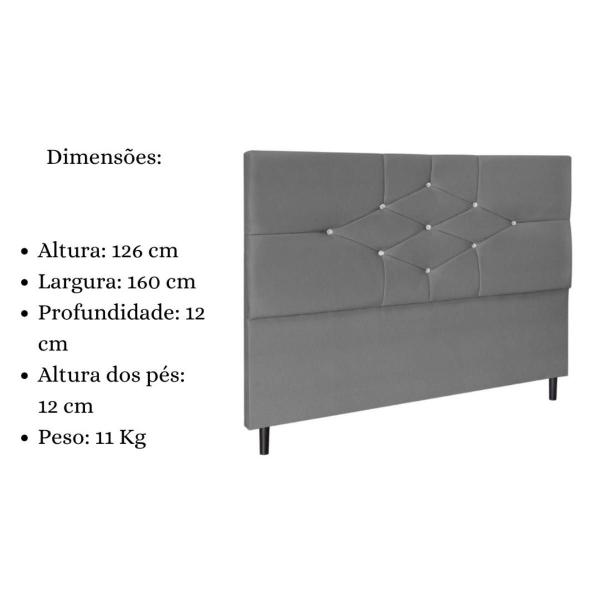 Imagem de Cabeceira  Cama Box Queen 160cm Camboriú Suede Cinza E Frame