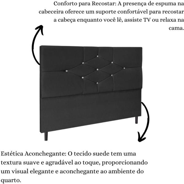 Imagem de Cabeceira  Cama Box Queen 160cm Camboriú Suede Preto E Frame