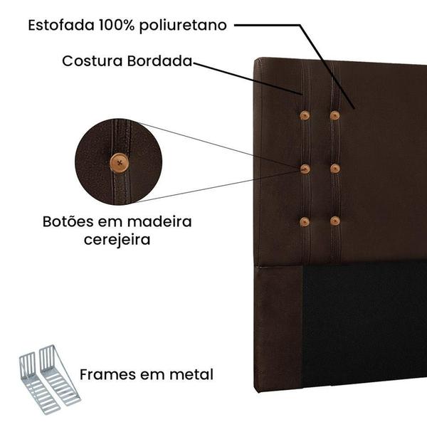 Imagem de Cabeceira Cama Box Queen 160cm e Recamier Gênova Suede Café S04 - D'rossi