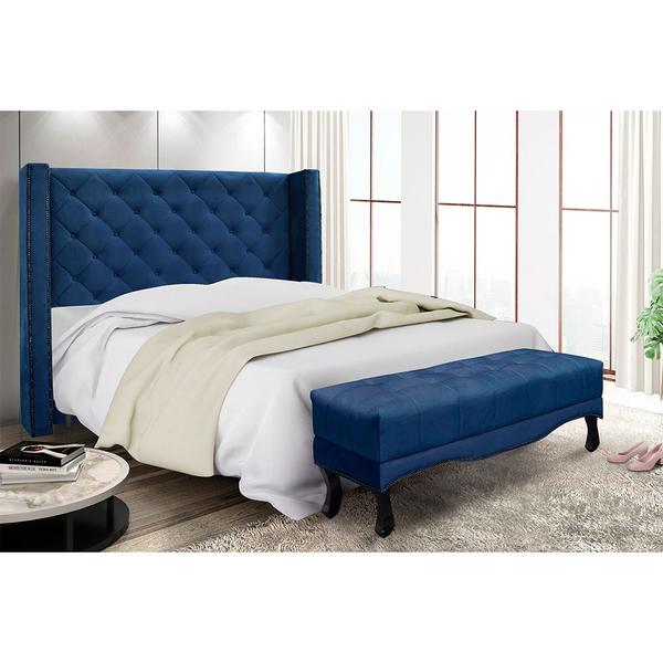 Imagem de Cabeceira Cama Box Queen 160cm e Recamier Vicenza Suede S04 - D'Rossi