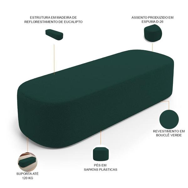 Imagem de Cabeceira Cama Box Queen 160cm Lanna com Puff Recamier Doha W01  Bouclê Verde - Lyam Decor