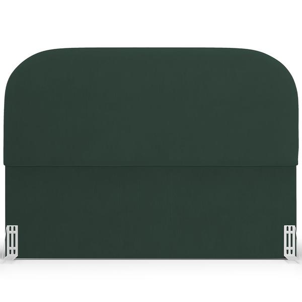 Imagem de Cabeceira Cama Box Queen 160cm Lanna com Puff Recamier Doha W01  Suede Verde Musgo - Lyam Decor