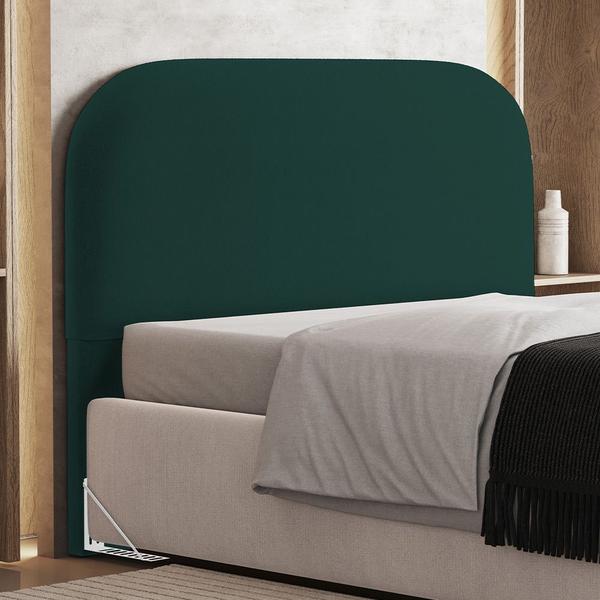 Imagem de Cabeceira Cama Box Queen 160cm Orgânica Lanna W01 Bouclê Verde - Lyam Decor