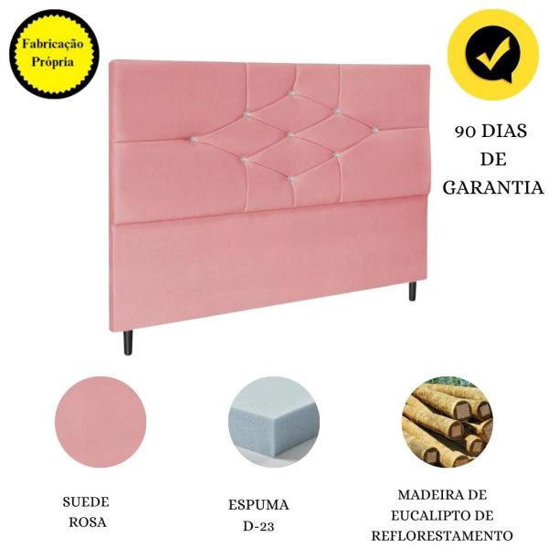 Imagem de Cabeceira  Cama Box Queen 160cm Virgínia Suede Rosa E Frame