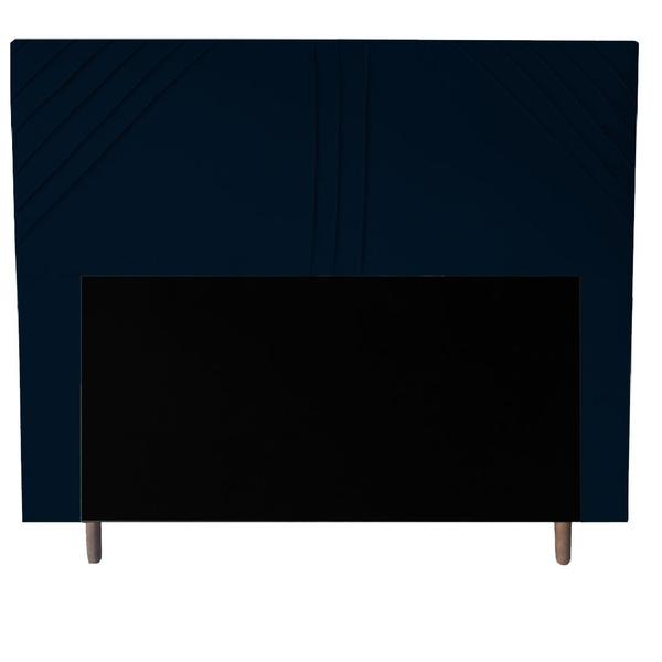 Imagem de Cabeceira Cama Box Queen Lisboa 160 Cm Suede Azul Marinho