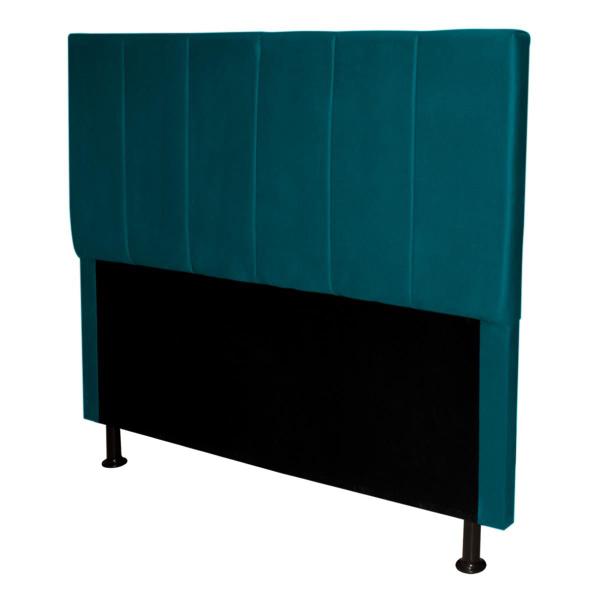 Imagem de Cabeceira Cama Box Queen Size Cuba 1,60 Suede Azul