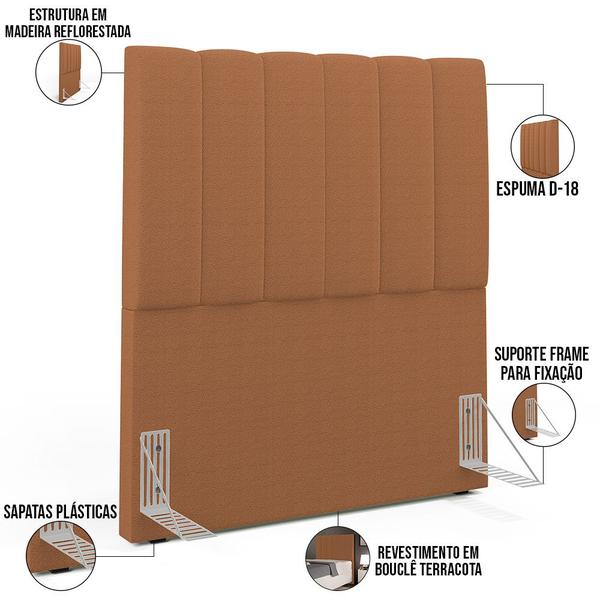 Imagem de Cabeceira Cama Box Solteiro 100 cm Dália W01 Bouclê Terracota - Lyam Decor