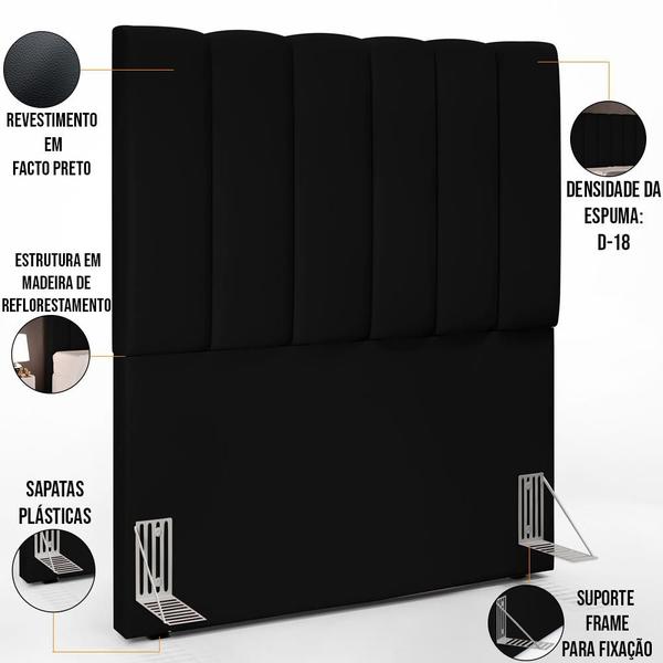 Imagem de Cabeceira Cama Box Solteiro 100 cm Dália W01 Facto Preto - Lyam Decor