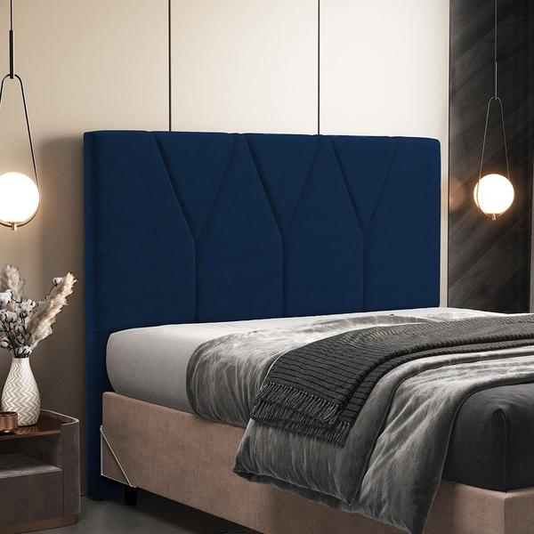 Imagem de Cabeceira Cama Box Solteiro 100cm Aura Suede W01 Azul - Mpozenato