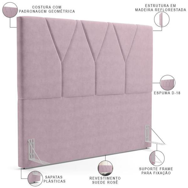 Imagem de Cabeceira Cama Box Solteiro 100cm Aura Suede W01 Rosê - Mpozenato