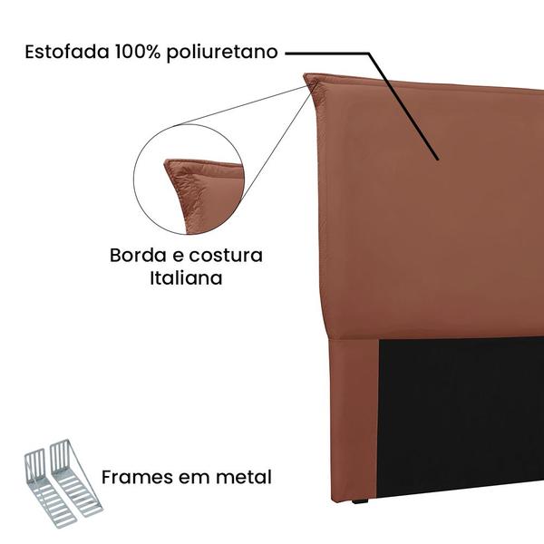 Imagem de Cabeceira Cama Box Solteiro 90 cm Garden Veludo Cobre S04 - D'Rossi