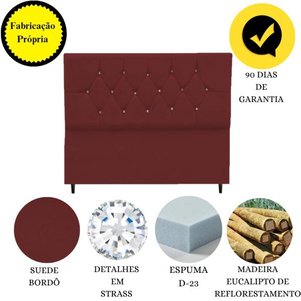 Imagem de Cabeceira Cama Box Solteiro 90 cm Geovana Suede Bordô