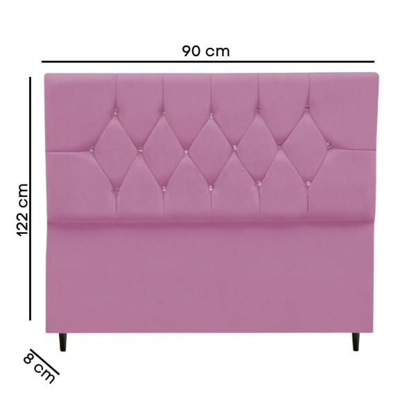 Imagem de Cabeceira Cama Box Solteiro 90 cm Geovana Suede Rosê e Frame