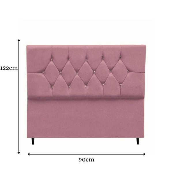 Imagem de Cabeceira Cama Box Solteiro 90 cm Geovana Suede Rosê