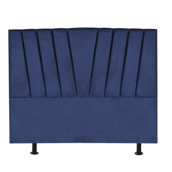 Imagem de Cabeceira Cama box Solteiro 90 Cm Saori material sintético Azul Marinho - Móveis Mafer