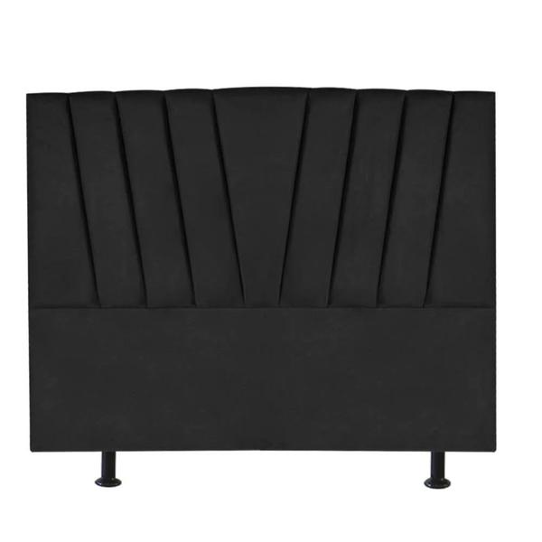 Imagem de Cabeceira Cama box Solteiro 90 Cm Saori Suede Preto - Móveis Mafer