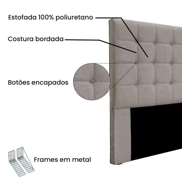 Imagem de Cabeceira Cama Box Solteiro 90 cm Verona Linho Areia S04 - D'Rossi