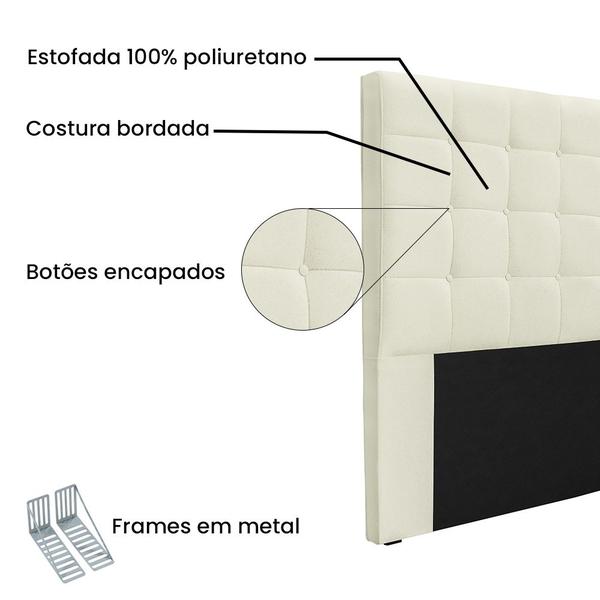 Imagem de Cabeceira Cama Box Solteiro 90 cm Verona Linho Natural S04 - D'Rossi