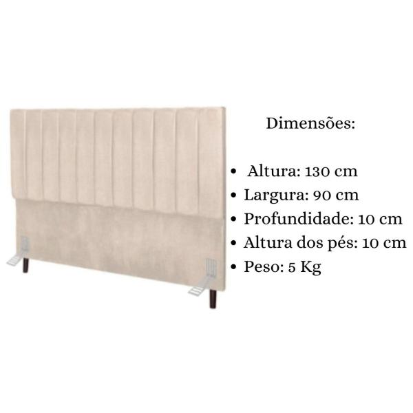 Imagem de Cabeceira Cama Box Solteiro 90cm Carla Suede Bege E Frame