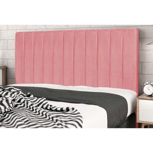 Imagem de Cabeceira Cama Box Solteiro 90cm Carla Suede Rosa E Frame