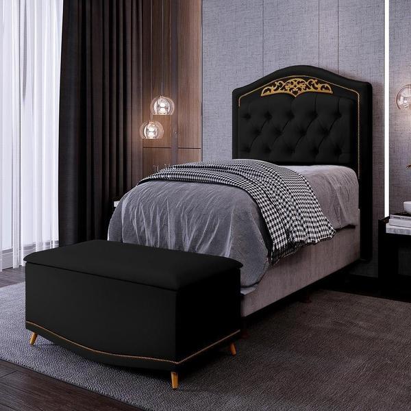 Imagem de Cabeceira Cama Box Solteiro 90Cm Corano Preto