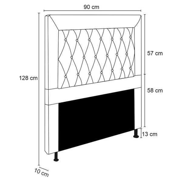 Imagem de Cabeceira Cama Box Solteiro 90cm D10 Turmalina Suede Cinza - Mpozenato